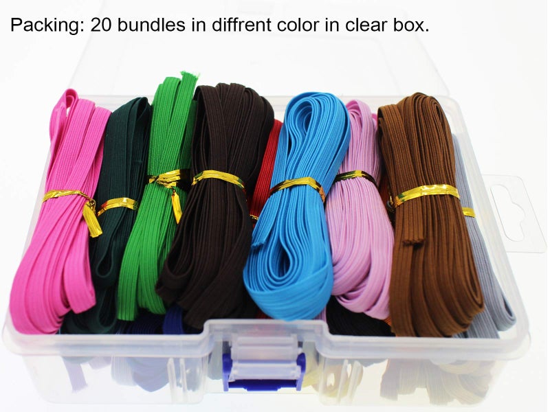 JESEP Assorted-Color 1/4 Inch Elastic Band for Sewing - 100 Yards Stretch Bands for Clothes, Waistband Elastic, Bias Tape, Crochet Accessories - Thin Elastic Cord & Straps for Crafts & DIY Projects - Image 3